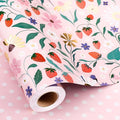 MAYPLUSS Strawberry Wrapping Paper Roll, Pink Floral Gift Wrap for Mothers Day, Wedding, Bridal Shower, Birthday, 17 Inch x 33 Feet