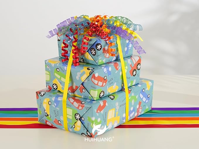 HUIHUANG Birthday Bows for Gift Wrapping 7" Rainbow Curly Gift Bows with Self Adhesive & Twist Tie Ribbon Bow for Presents Gift Basket Birthday Pride Month Party Favors - 6 Counts