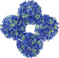 Hollyone Blue Silk Hydrangea Artificial Flowers Heads 7.4inch Large Fake Hydrangea 4Pcs Full Faux Flowers with Stems for Wedding Party Table Centerpieces Flower Arrangement Home Decor
