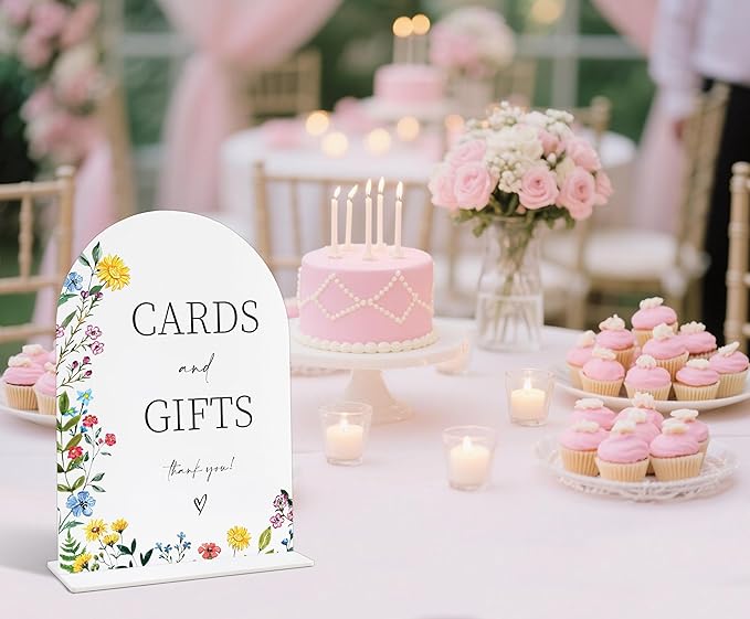 Acrylic Wedding Signs Cards and Gifts Sign for Reception, 6x8" Floral Themed Arch Acrylic Table Decor, Love Is In Bloom & Baby In Bloom Decorations for Baby Shower Bridal Shower Engagement Party