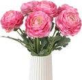 6PCS Pink Ranunculus Artificial Flowers Real Touch Peonies Fake Ranunculus Stems for DIY Wedding Bouquet Party Table Home Decor(Deep Pink)