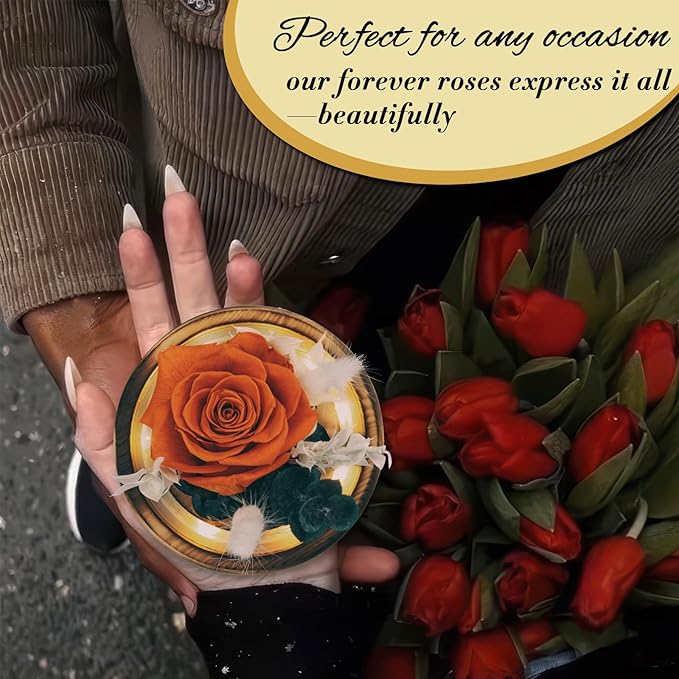TGELATA Flowers, Roses Gift - Fresh Flowers Bouquet & Preserved Roses, Rose Arrangement That Lasts Forever – Birthday Gift for Women, Mother’s Day & Christmas