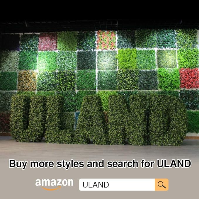 ULAND Artificial Hedges Panels, Topiary Fence Screening, Faux Greenery Grass Backdrop, Outdoor Privacy Wall Garden Fence Decoration, Pack of 6pcs 20"x20"
