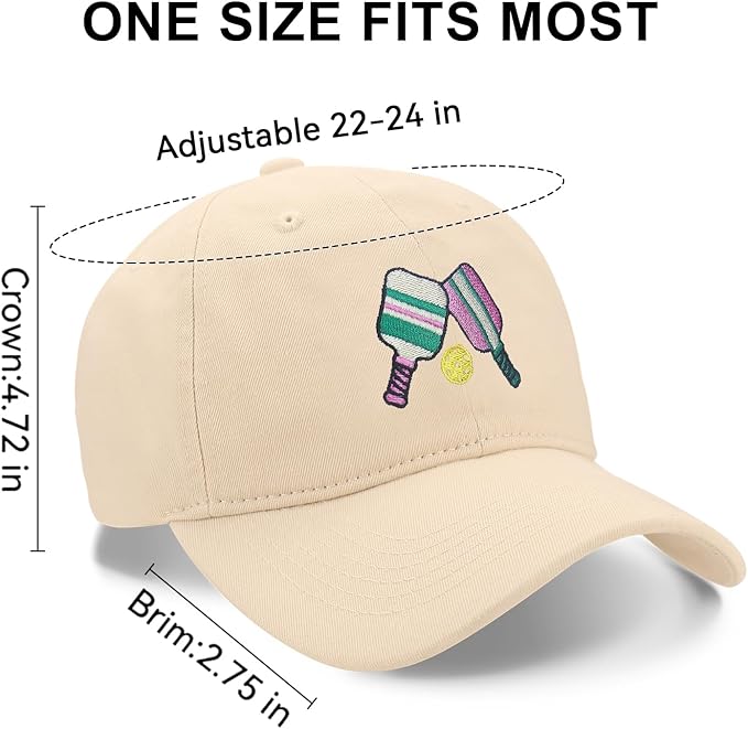 Pickleball Hat for Women Men, Adjustable Embroidered Cotton Smiley Face Washed and Distressed Baseball Cap Pink