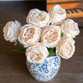Fake Flowers for Decoration Home Decor Real Touch Artificial Flowers Austin Rose Peony Latex Fake Flower Living Room Decoration Vivid Pink Roses Peonies (Champagne 4pcs)