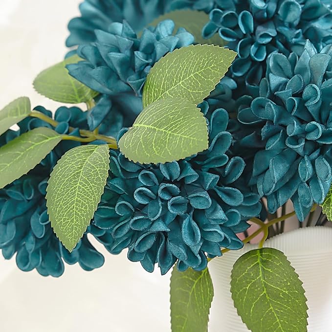 Artificial Flowers, 100pcs Rose for DIY Wedding Bouquets Centerpieces Arrangements, Dark Teal Dahlia Flowers with Stem Bridal Shower Party Home Decorations