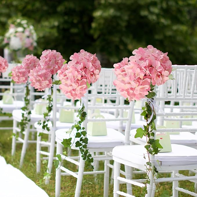 Veryhome 20Pcs Pink Hydrangea Artificial Flowers, Faux Hydrangea Flowers, Silk Flowers Heads with Stems, Fake Hydrangeas for Home Decor Wedding Party Centerpieces DIY Floral Arrangements