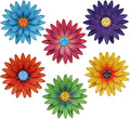 hogardeck Metal Flower Wall Decor - 6 PCS 8" Multicolor Flower Decor for Indoor Outdoor, Sunflower Kitchen Decor Floral Metal Wall Art, Sunflower Wall Decor for Bathroom, Living Room, Porch, Garden, Yard