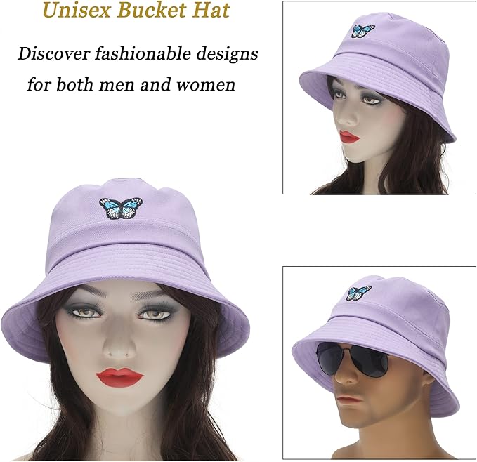 ZLYC Unisex Fashion Embroidered Bucket Hat Summer Fisherman Cap for Men Women