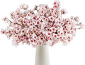 24 Pcs Artificial Cherry Blossom Flowers 18" Faux Silk Cherry Blossom Stems Fake Real Touch Peach Branches for Wedding Home Garden Japanese Decor Light Pink