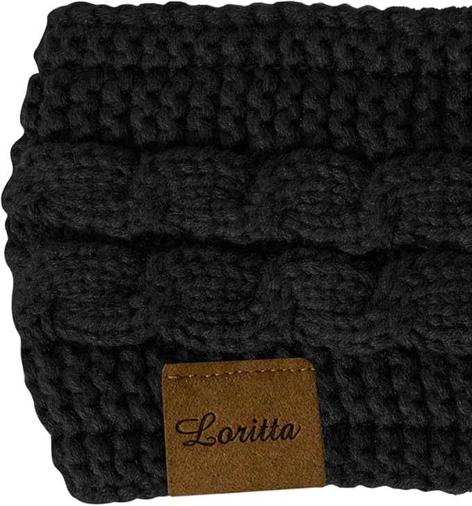Loritta Womens Ear Warmers Headbands Winter Warm Fuzzy Cable Knit Head Wrap Fleece Lined Gifts