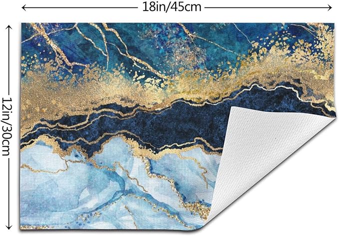 Placemats Set of 4 PVC Woven Place Mats Heat Resistant Easy to Clean for Indoor Outdoor Party Kitchen Dining Table Decoration 12"x18",Marble Pattern