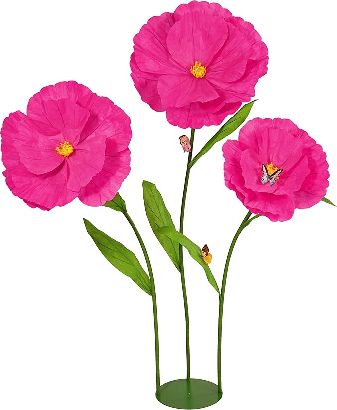 5.8 Ft Giant Artificial Flowers,Large Paper Flower,Huge Poppy Flowers Decoration for Wedding,Hotel,Office,Window Display and Home Farmhouse Decor(Red)