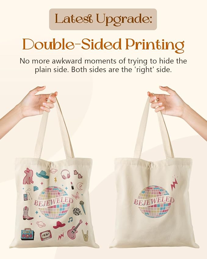 Aesthetic Tote Bag for Women- with Magnetic Buckle and Zipper Inner Pocket Cloth Cotton Canvas Tote Bags