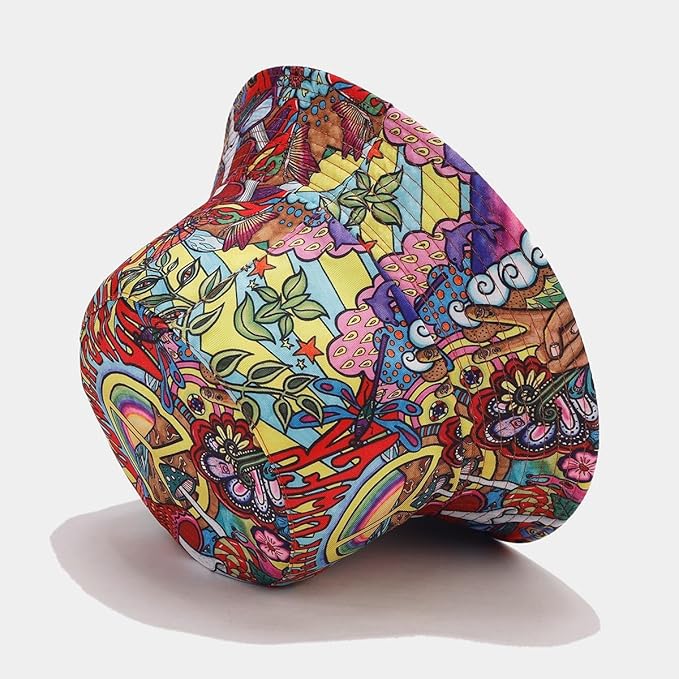 Quanhaigou Bucket Hat for Men Women,Packable Reversible Printed Sun Hats,Fisherman Outdoor Summer Travel Hiking Beach Caps