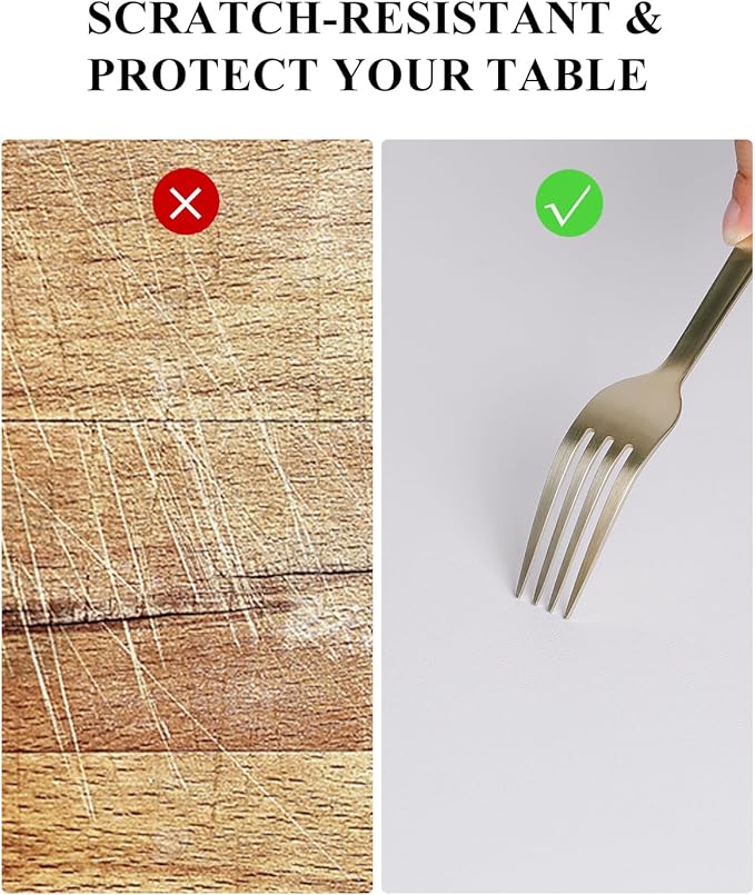 Pure White Plastic Table Cover Protector, 24" x 48" Waterproof Easy Flat PVC Desk Pad Mat, 1.5mm Thick Rectangle Vinyl Table Top Protector for Dining Room Table, Office, Dresser