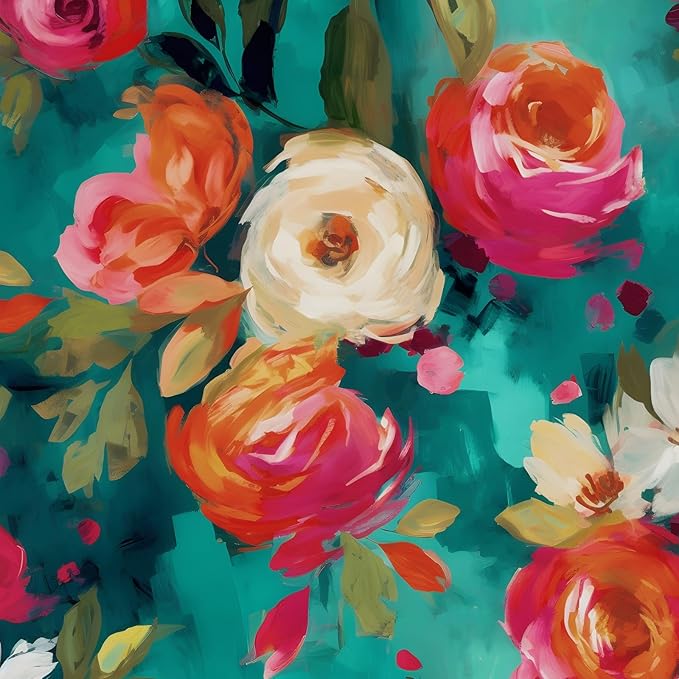Watercolour Floral Peel and Stick Wallpaper Boho Vibrant Contact Paper Renter Friendly Wall Paper for Living Room Bedroom Drawer Cabinet Removable 17.5 x 78.5In