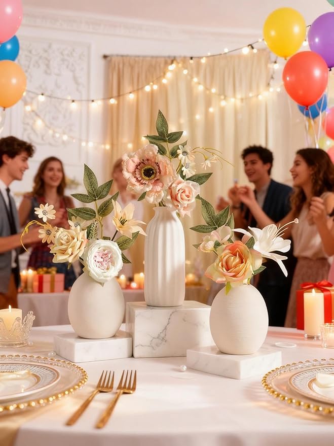 Artificial Flowers,Champagne Pink Silk Fake Flowers for DIY Wedding Bridal Bouquets, Wedding Cake Flowers for Table Centerpieces Baby Shower Birthday Party Home Decorations