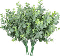 Rinlong Artificial 6Pcs Faux Eucalyptus Leaves Stems Spray Fake Plants Indoor Eucalyptus Branches Artificial Greenery Faux Plants for Farmhouse Bathroom Office Decor