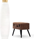 Leewadee Large 41″ Tall Floor Vase, White - Handcrafted Mango Wood for Pampas & Dried Stems