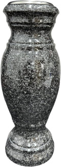 Turned Granite Vase Polished 4" x 10" Black Mist with Stainless Steel Inner