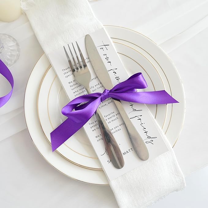 MEEDEE Purple Ribbon 1 Inch Purple Satin Ribbon Lux Double Faced Satin Ribbons by 50 Yards Polyester Wrapping Ribbons for Crafts, Weddings, Flower Bouquet, Holiday Decorating