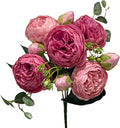 Artificial Peony Stems in Variety of Colors - Silk Faux Floral Home Decor (Mixed Sweet Pink and hot Pink)