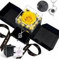 Preserved Real Rose-Eternal Flowers Rose Mothers Day for Mom Women Her Wife Girlfriend on Birthday Valentines with I Love You Necklace 100 Languages Romantic Gift (Yellow)