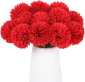 12 Pcs Artificial Chrysanthemums Flowers Silk Red Ball Flowers Fake Mums Flowers for Christmas Wedding Floral Table Centerpiece Home Decor (12, Red)