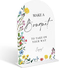 Acrylic Wedding Signs Make A Bouquet Sign for Reception, 6x8" Floral Themed Arch Acrylic Table Decor, Flower Bar Supplies, Love Is In Bloom Decorations for Baby Shower Bridal Shower Engagement Party