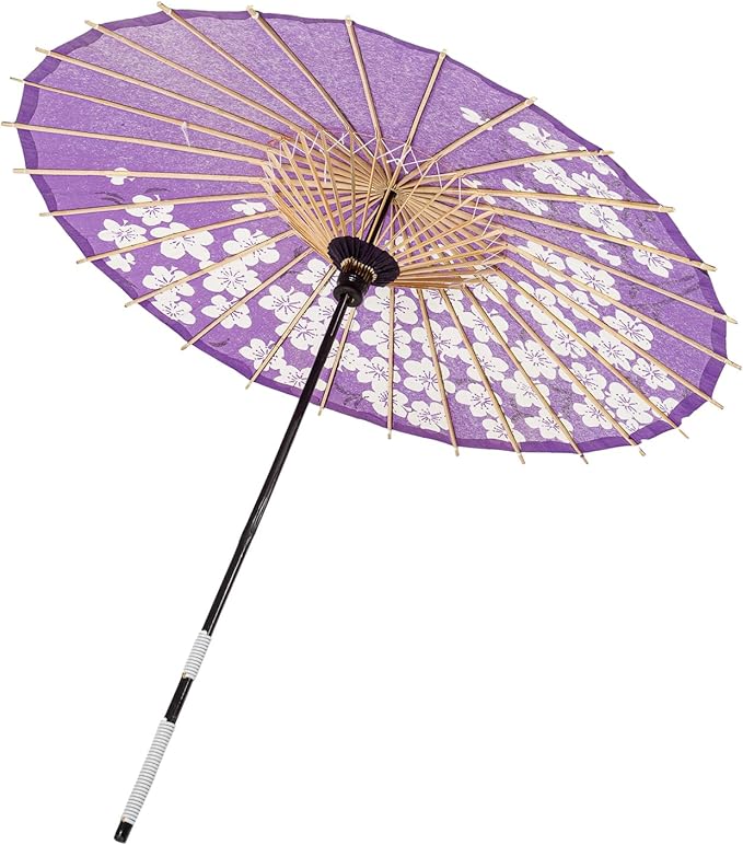 THY COLLECTIBLES Classic Chinese Art Asian Style 33" Paper Parasol Umbrella with Long Handle Flower Print for Wedding Parties, Photography, Costumes, Cosplay, Decoration And Other Events