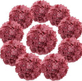 Flojery Silk Hydrangea Heads Artificial Flowers Heads with Stems for Home Wedding Decor,Pack of 10 (Mauve)