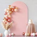 6FT Dusty Rose Arch Cover - Polyester Fitted Wedding Arch Stand Covers Round Top Chiara Arch Backdrop Cover for Birthday Party Banquet Photo Background Decoration