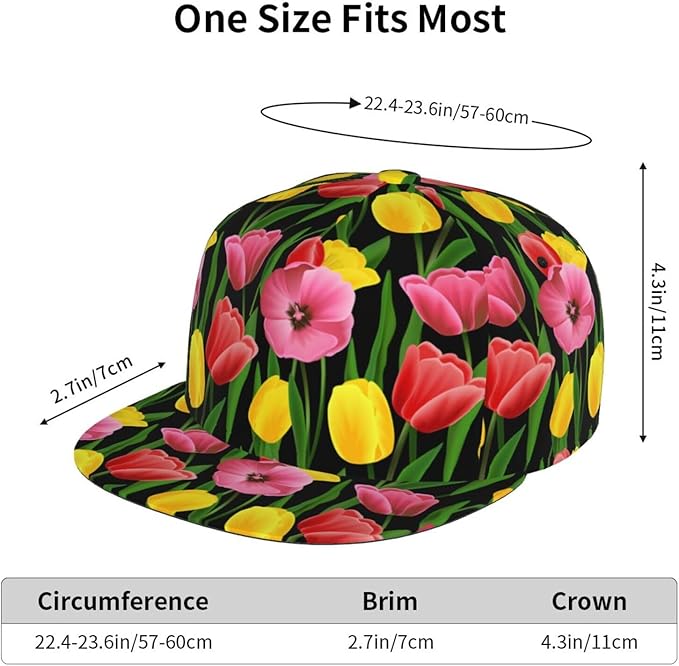 Tulip Flower Baseball Cap for Women Baseball Caps Flower Hat Tulip Baseball Hats Womens Cap for Outdoor