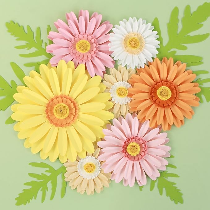 Paper Flowers Decorations for Wall,Summer Giant Daisy Artificial Flowers Bulletin Board Decoration 3D Floral Tissue Paper Flowers Hanging for Wedding Baby Shower Tea Party Backdrop Decor