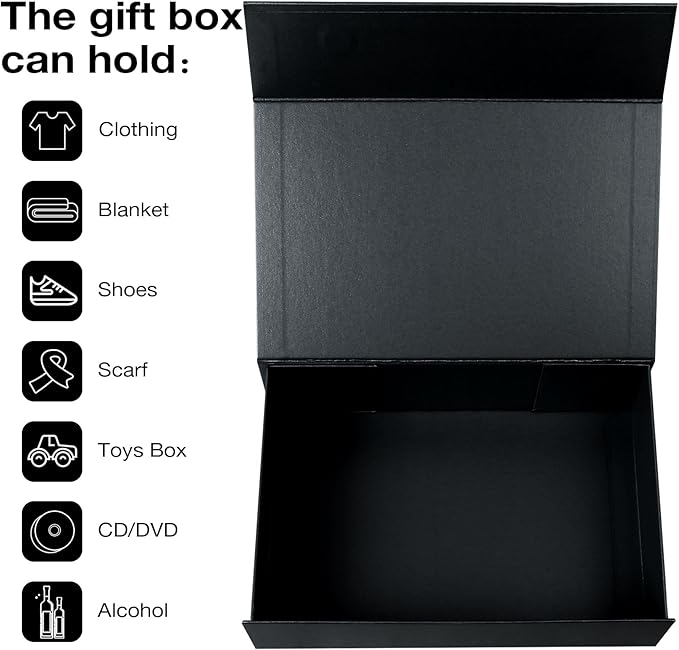 Aimyoo Galaxy Black Magnetic Gift Boxes with Lids 13.8x9x4.3 in, Large Bridesmaid Groomsman Proposal Box, Rectangle Collapsible Box for Present Graduation Birthday Storage 5 Pack