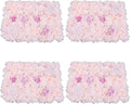 16"x 24" Artificial Flower Wall Panels,Flower Wall Mat Silk Flower Panels for Outdoor Garden Backyard Fence Fence Privacy Screen and Indoor Wall Decor (4Pcs Rose+Light Pink+Champagne)