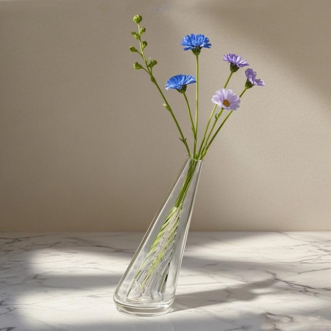 Mini Gradient Glass Vase, Exquisite Desktop Decorative Vase, Pro Glass Replacement (Transparent)