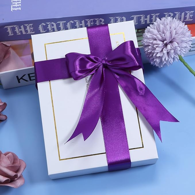Purple Ribbon for Gift Wrapping, 1 inch Polyester Satin Hair Ribbons for Flower Bouquet, Weeding Decoration, Baby Shower, Crafts Bows Fabric Christmas Ribbon 25 Yards