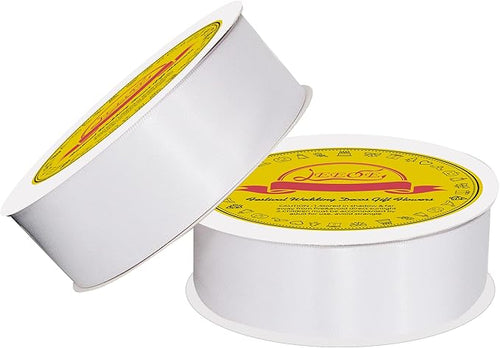 100 Yards White Satin Ribbon Polyester Ribbon for Gift Wrapping Very Suitable for Weddings Party Hair Bow Invitation Decorations and More（1-1/2 inch X 50Yards X 2 Roll）