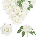 White Roses 16pcs Velvet White Artificial Roses Flowers 3.15" Silk Roses for Bridal Bouquet Wedding Flowers for Floral Centerpieces Home Party Decor (White)