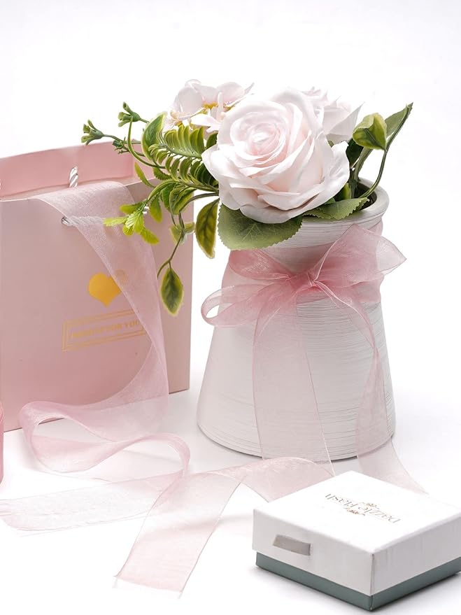 2 Roll Pink Organza Ribbon 2 Inch for Wedding, Gift Wrapping, Invitations, Party Decoration, Crafts
