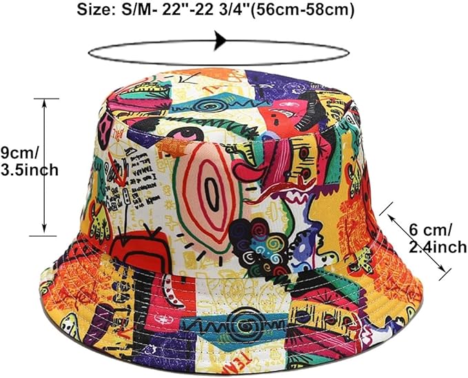 Quanhaigou Bucket Hat for Men Women,Packable Reversible Printed Sun Hats,Fisherman Outdoor Summer Travel Hiking Beach Caps