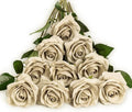 DuHouse 10pcs Silk Roses Artificial Flowers Fake Rose for Arrangement Wedding Party Home Decoration (Sand)