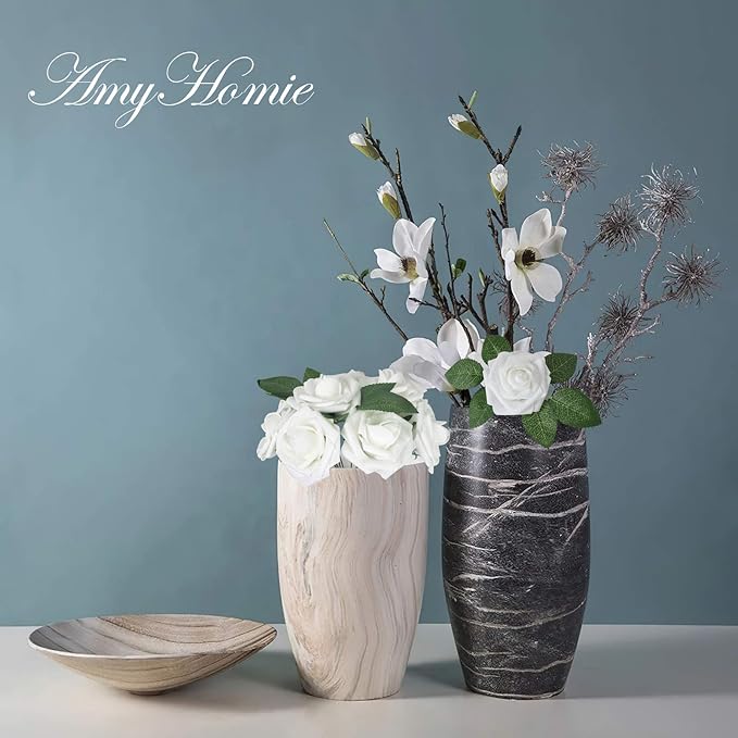 AmyHomie Artificial Flowers White Rose 100pcs Real Looking Fake Roses w/Stem for DIY Wedding Bouquets Centerpieces Arrangements Party Baby Shower Valentines Day Christmas Tree Decorations