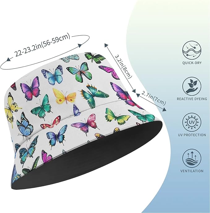Bucket Hat for Women Men Unisex Sun Cap Packable Outdoor Fisherman Hat Headwear,Reversible Double-Side-Wear