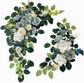Pack of 2 Wedding Arch, Artificial Flowers, Wedding Decor，Flower Garland Be Suited to Banquet, Party, Reception Entrance Welcome Sign and Background Decoration (Blue)