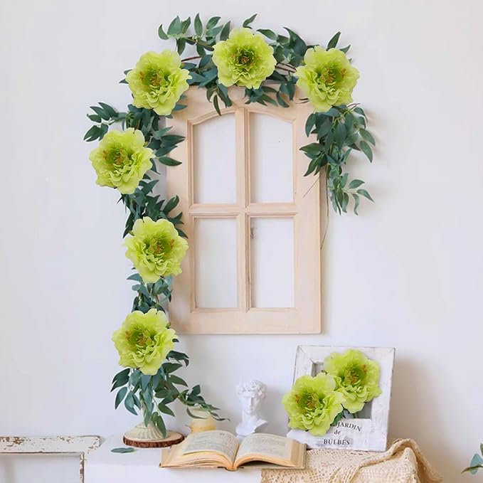 20pcs 5" Artificial Flower Peonies, Silk Peonies with 6" Stems, Flowers Suitable for Wedding Bouquets, Home Party Decoration (Light Green)