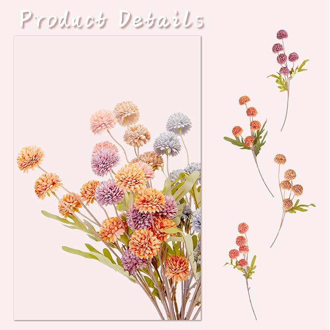 ZMTECH 12pcs Fake Flowers for Vase, Fall Bouquet Artificial Flowers for Home Decor, Silk Flowers with Stems for DIY Floral Arrangements Vase Fillers Home Decorations