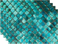 Placemats Set of 4 Square Glass Mosaic Place Mats Washable Table Dinner Mats Linen Table Mats for Kitchen Dining Party Home Kitchen Decor 12x18 Inch